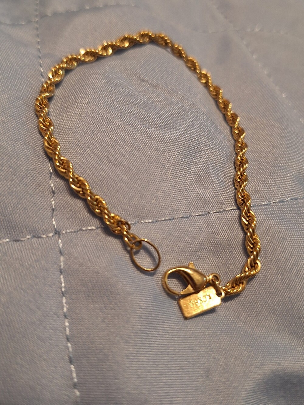 Gold Tone Rope Chain Bracelet Marked Korea